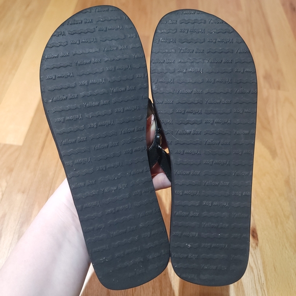 Yellow Box Black Sandals with Gold Accents - Picture 6 of 7